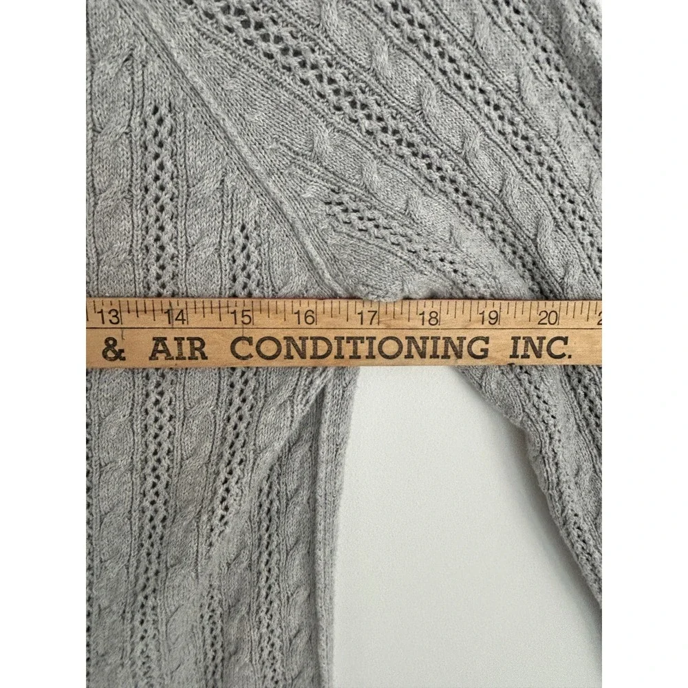 American Eagle Outfitters Gray Cable Knit Scoop Neck 3/4 Sleeve Sweater XL Soft